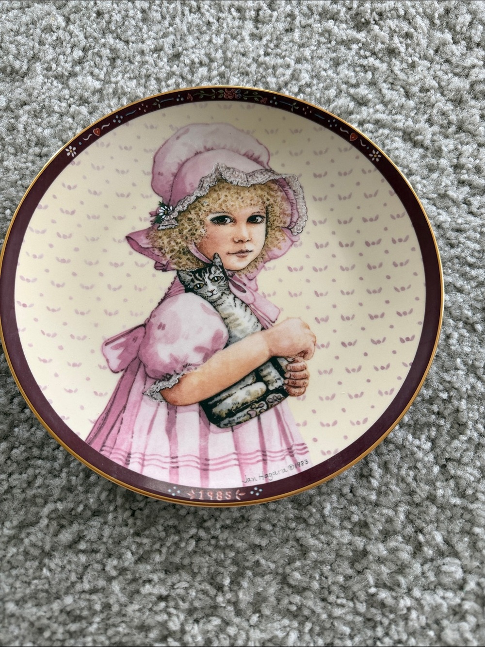 Jan Hagara Girl & Kitten Collector Plate